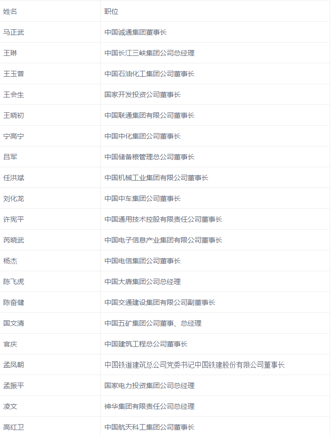 國(guó)網(wǎng)、國(guó)電投、大唐、神華、三峽等8家能源企業(yè)，總計(jì)29家央企大佬入選十九大代表