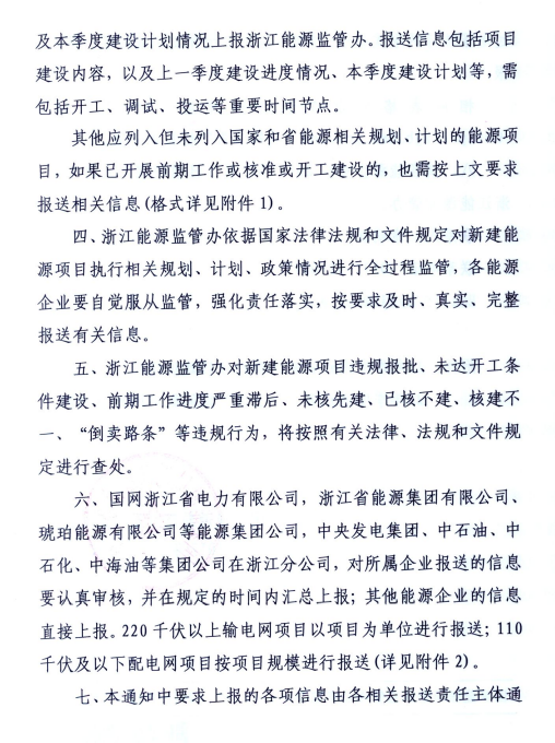 關(guān)于進(jìn)一步加強(qiáng)浙江省新建能源項(xiàng)目執(zhí)行規(guī)劃、計(jì)劃和政策情況監(jiān)管的通知
